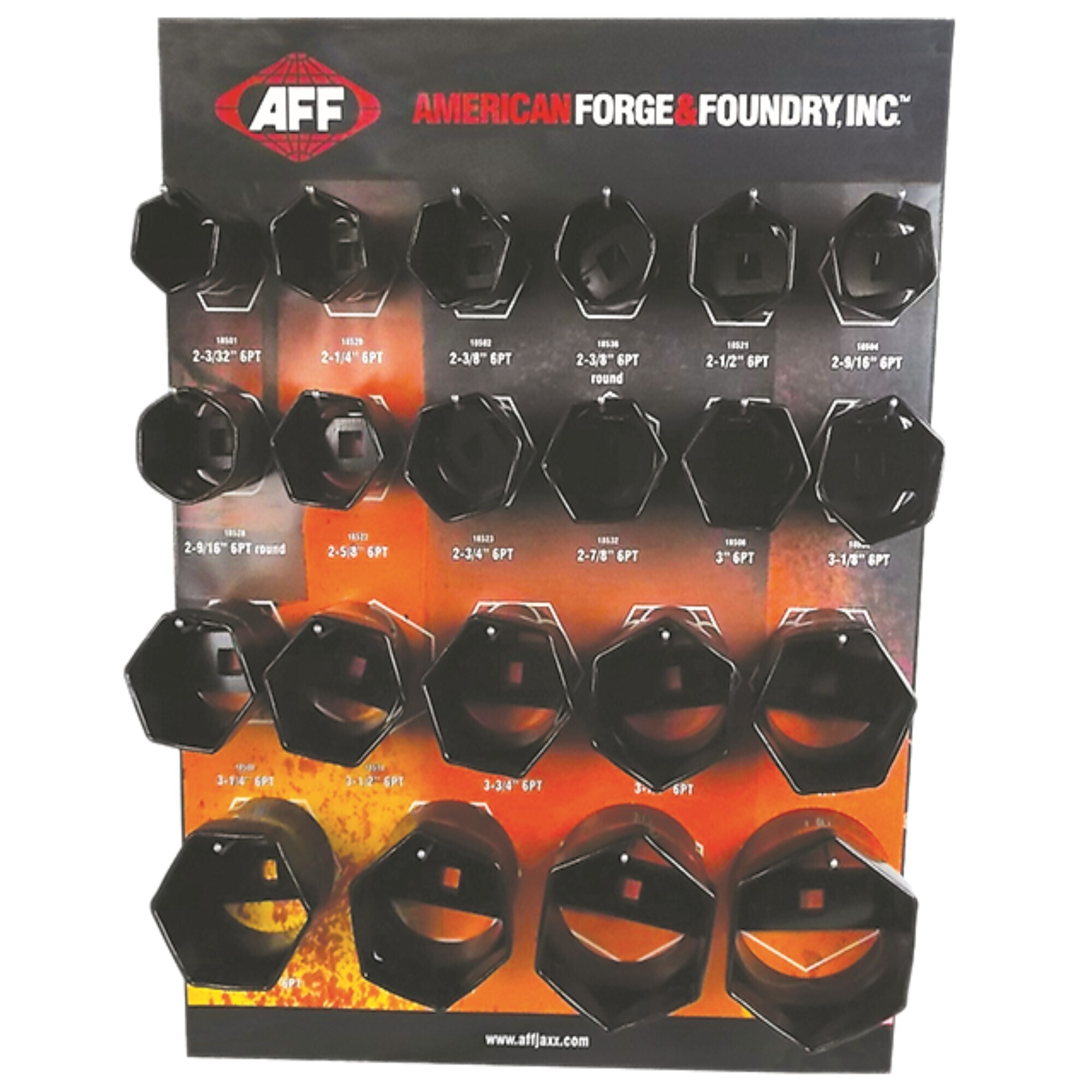 American Forge & Foundry Axle Nut Socket Display Kit — 6 Pt., Includes 42 Sockets and Display Board, Model# 18560P